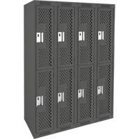 Clean Line Lockers, 2 -tier, Bank of 4, 48" x 15" x 72", Steel, Charcoal, Rivet (Assembled), Perforated FMT Sales Ltd