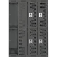 Clean Line Lockers, 2 -tier, Bank of 4, 48" x 15" x 72", Steel, Charcoal, Rivet (Assembled), Perforated FMT Sales Ltd