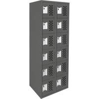 Assembled Lockerettes Clean Line Perforated Economy Lockers, 6 -tier, Bank of 2, 18" x 72" x 12", Steel FMT Sales Ltd