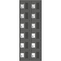 Assembled Lockerettes Clean Line Perforated Economy Lockers, 6 -tier, Bank of 2, 18" x 72" x 12", Steel FMT Sales Ltd