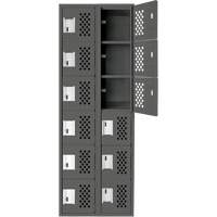 Assembled Lockerettes Clean Line Perforated Economy Lockers, 6 -tier, Bank of 2, 18" x 72" x 12", Steel FMT Sales Ltd
