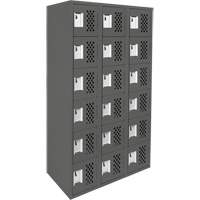 Assembled Lockerettes Clean Line Perforated Economy Lockers, 6 -tier, Bank of 3, 18" x 72" x 12", Steel FMT Sales Ltd