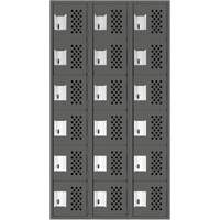 Assembled Lockerettes Clean Line Perforated Economy Lockers, 6 -tier, Bank of 3, 18" x 72" x 12", Steel FMT Sales Ltd