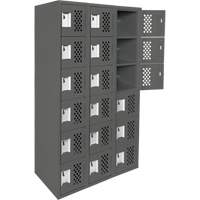 Assembled Lockerettes Clean Line Perforated Economy Lockers, 6 -tier, Bank of 3, 18" x 72" x 12", Steel FMT Sales Ltd