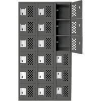 Assembled Lockerettes Clean Line Perforated Economy Lockers, 6 -tier, Bank of 3, 18" x 72" x 12", Steel FMT Sales Ltd