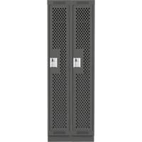 Clean Line Lockers, Bank of 2, 24" x 12" x 76", Steel, Charcoal, Rivet (Assembled), Perforated FMT Sales Ltd