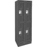 Casiers Clean Line, 2 niveaux, Bloc de 2, 24" x 12" x 76", Acier, Charbon, Rivet (assembl&eacute;), Perfor&eacute; FMT Sales Ltd