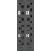 Casiers Clean Line, 2 niveaux, Bloc de 2, 24" x 12" x 76", Acier, Charbon, Rivet (assembl&eacute;), Perfor&eacute; FMT Sales Ltd