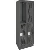 Casiers Clean Line, 2 niveaux, Bloc de 2, 24" x 12" x 76", Acier, Charbon, Rivet (assembl&eacute;), Perfor&eacute; FMT Sales Ltd