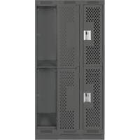 Clean Line Lockers, 2 -tier, Bank of 3, 36" x 15" x 76", Steel, Charcoal, Rivet (Assembled), Perforated FMT Sales Ltd