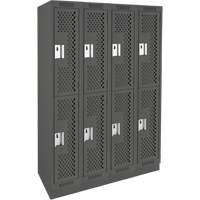 Casiers Clean Line, 2 niveaux, Bloc de 4, 48" x 15" x 76", Acier, Charbon, Rivet (assembl&eacute;), Perfor&eacute; FMT Sales Ltd