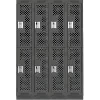 Casiers Clean Line, 2 niveaux, Bloc de 4, 48" x 15" x 76", Acier, Charbon, Rivet (assembl&eacute;), Perfor&eacute; FMT Sales Ltd