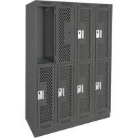 Casiers Clean Line, 2 niveaux, Bloc de 4, 48" x 15" x 76", Acier, Charbon, Rivet (assembl&eacute;), Perfor&eacute; FMT Sales Ltd