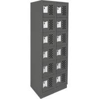 Assembled Lockerettes Clean Line Perforated Economy Lockers, 6 -tier, Bank of 2, 18" x 72" x 12", Steel FMT Sales Ltd