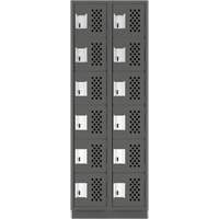 Assembled Lockerettes Clean Line Perforated Economy Lockers, 6 -tier, Bank of 2, 18" x 72" x 12", Steel FMT Sales Ltd