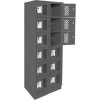 Assembled Lockerettes Clean Line Perforated Economy Lockers, 6 -tier, Bank of 2, 18" x 72" x 12", Steel FMT Sales Ltd