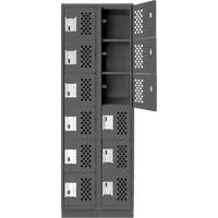 Assembled Lockerettes Clean Line Perforated Economy Lockers, 6 -tier, Bank of 2, 18" x 72" x 12", Steel FMT Sales Ltd