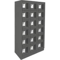 Assembled Lockerettes Clean Line Perforated Economy Lockers, 6 -tier, Bank of 3, 18" x 72" x 12", Steel FMT Sales Ltd