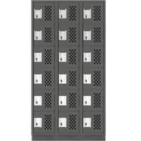 Assembled Lockerettes Clean Line Perforated Economy Lockers, 6 -tier, Bank of 3, 18" x 72" x 12", Steel FMT Sales Ltd