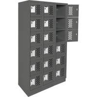 Assembled Lockerettes Clean Line Perforated Economy Lockers, 6 -tier, Bank of 3, 18" x 72" x 12", Steel FMT Sales Ltd