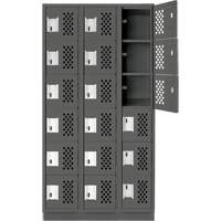 Assembled Lockerettes Clean Line Perforated Economy Lockers, 6 -tier, Bank of 3, 18" x 72" x 12", Steel FMT Sales Ltd