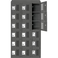 Clean-Line Perforated Lockerette, 6 -tier, Bank of 3, 12" x 72" x 12", Steel FMT Sales Ltd