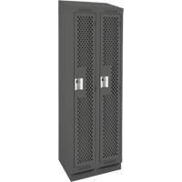Clean Line Lockers, Bank of 2, 24" x 12" x 82", Steel, Charcoal, Rivet (Assembled), Perforated FMT Sales Ltd