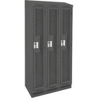 Clean Line Lockers, Bank of 3, 36" x 12" x 82", Steel, Charcoal, Rivet (Assembled), Perforated FMT Sales Ltd