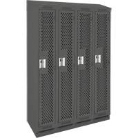 Clean Line Lockers, Bank of 4, 48" x 12" x 82", Steel, Charcoal, Rivet (Assembled), Perforated FMT Sales Ltd