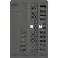 Clean Line Lockers, Bank of 4, 48" x 12" x 82", Steel, Charcoal, Rivet (Assembled), Perforated FMT Sales Ltd