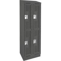 Clean Line Lockers, 2 -tier, Bank of 2, 24" x 18" x 82", Steel, Charcoal, Rivet (Assembled), Perforated FMT Sales Ltd