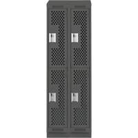 Clean Line Lockers, 2 -tier, Bank of 2, 24" x 18" x 82", Steel, Charcoal, Rivet (Assembled), Perforated FMT Sales Ltd