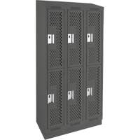 Casiers Clean Line, 2 niveaux, Bloc de 3, 36" x 12" x 82", Acier, Charbon, Rivet (assembl&eacute;), Perfor&eacute; FMT Sales Ltd