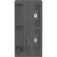 Casiers Clean Line, 2 niveaux, Bloc de 3, 36" x 12" x 82", Acier, Charbon, Rivet (assembl&eacute;), Perfor&eacute; FMT Sales Ltd