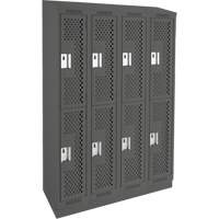 Casiers Clean Line, 2 niveaux, Bloc de 4, 48" x 12" x 82", Acier, Charbon, Rivet (assembl&eacute;), Perfor&eacute; FMT Sales Ltd