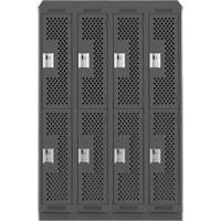 Casiers Clean Line, 2 niveaux, Bloc de 4, 48" x 12" x 82", Acier, Charbon, Rivet (assembl&eacute;), Perfor&eacute; FMT Sales Ltd