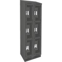 Clean Line Lockers, 3 -tier, Bank of 2, 24" x 18" x 82", Steel, Charcoal, Rivet (Assembled), Perforated FMT Sales Ltd
