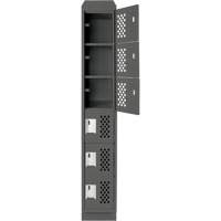 Assembled Lockerettes Clean Line Perforated Economy Lockers, 6 -tier, 18" x 72" x 12", Steel FMT Sales Ltd