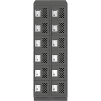 Assembled Lockerettes Clean Line Perforated Economy Lockers, 6 -tier, Bank of 2, 18" x 72" x 12", Steel FMT Sales Ltd