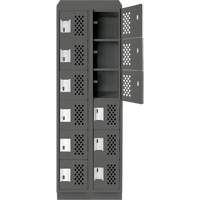 Assembled Lockerettes Clean Line Perforated Economy Lockers, 6 -tier, Bank of 2, 18" x 72" x 12", Steel FMT Sales Ltd