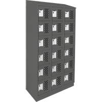 Assembled Lockerettes Clean Line Perforated Economy Lockers, 6 -tier, Bank of 3, 18" x 72" x 12", Steel FMT Sales Ltd