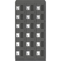 Assembled Lockerettes Clean Line Perforated Economy Lockers, 6 -tier, Bank of 3, 18" x 72" x 12", Steel FMT Sales Ltd
