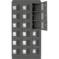 Assembled Lockerettes Clean Line Perforated Economy Lockers, 6 -tier, Bank of 3, 18" x 72" x 12", Steel FMT Sales Ltd