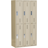 Concorde Heavy-Duty Lockers, 2 -tier, Bank of 3, 36" x 18" x 72", Steel, Beige, Welded (Assembled) FMT Sales Ltd