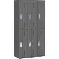 Concorde Heavy-Duty Lockers, 2 -tier, Bank of 3, 36" x 18" x 72", Steel, Charcoal, Welded (Assembled) FMT Sales Ltd