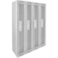 Clean Line Lockers, Bank of 4, 48" x 15" x 72", Steel, Grey, Rivet (Assembled), Perforated FMT Sales Ltd