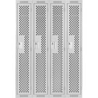 Clean Line Lockers, Bank of 4, 48" x 15" x 72", Steel, Grey, Rivet (Assembled), Perforated FMT Sales Ltd