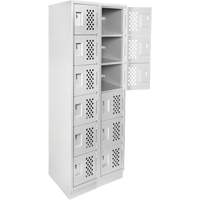 Assembled Lockerettes Clean Line Perforated Economy Lockers, 6 -tier, Bank of 2, 18" x 72" x 12", Steel FMT Sales Ltd