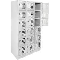 Assembled Lockerettes Clean Line Perforated Economy Lockers, 6 -tier, Bank of 3, 18" x 72" x 12", Steel FMT Sales Ltd