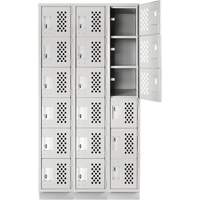 Assembled Lockerettes Clean Line Perforated Economy Lockers, 6 -tier, Bank of 3, 18" x 72" x 12", Steel FMT Sales Ltd
